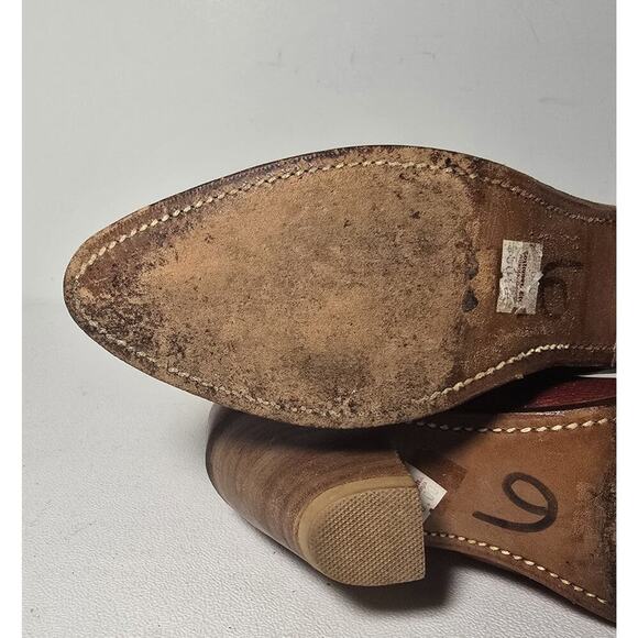 Vintage FRYE Tan Red Leather Bench Crafted Cowgirl Western Ladies Boots Sz 6B - Picture 15 of 16